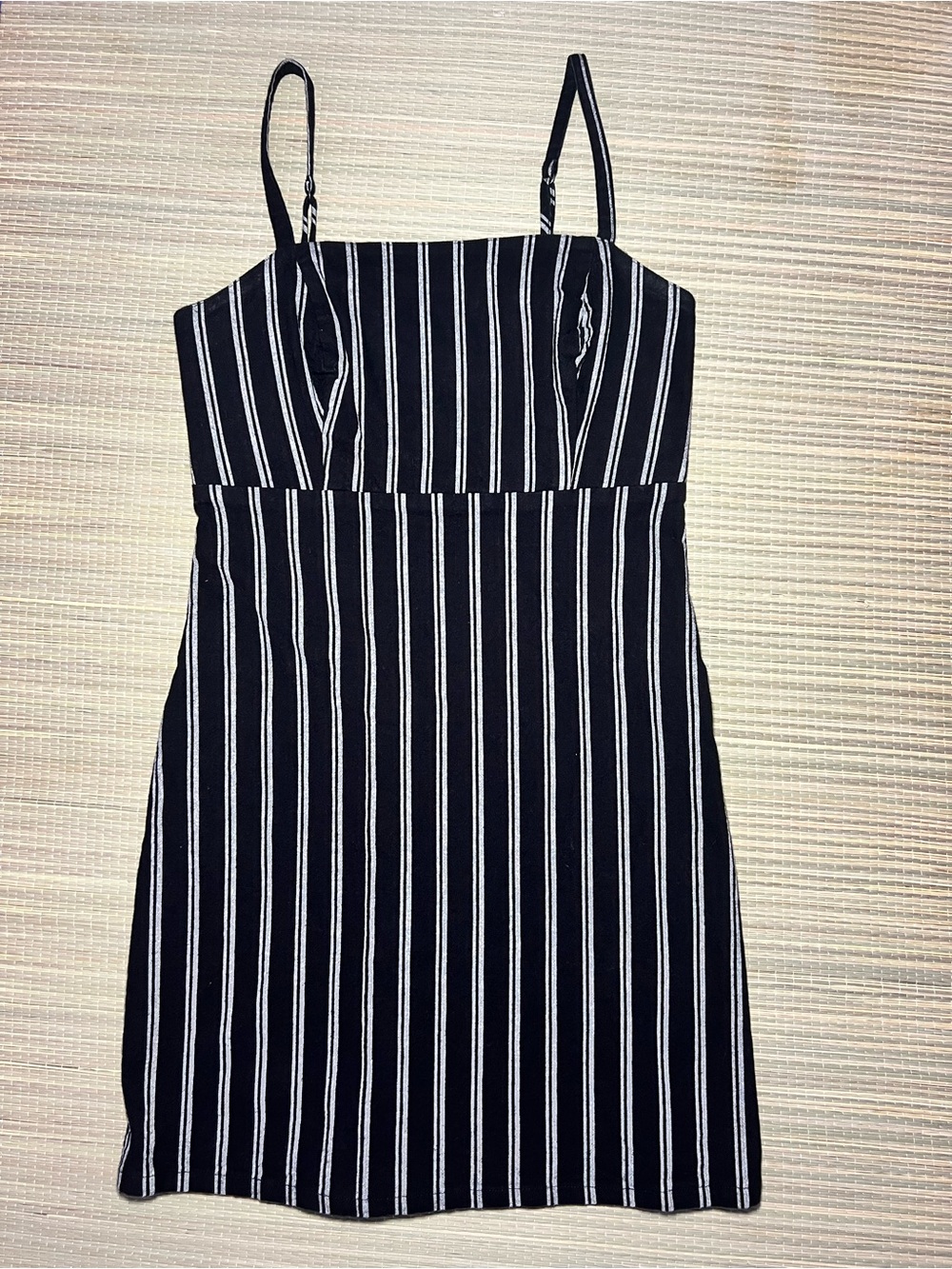 Hollister Black Mini Dress with White Vertical Stripes